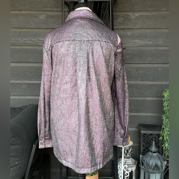 Umgee Super Shimmering Sparkly Button-Up Shirt M - Picture 6 of 7